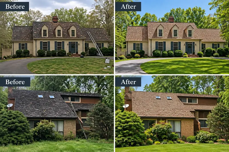 Before and After Cedar Roof Cleaning Before and After Cedar Roof Cleaning
