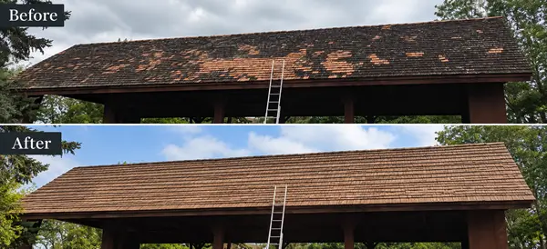 Before and After Cedar Roof Repair Before and After Cedar Roof Repair